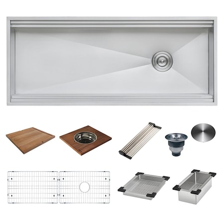 Ruvati 45" Workstation Two-Tiered Ledge Kitchen Sink Undermount 16 Gauge SS RVH8333